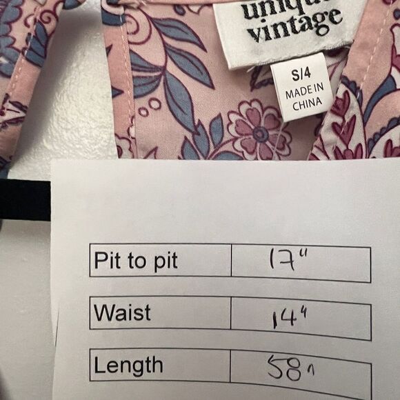 Unique Vintage Pink Paisley Print Dress - Picture 10 of 11